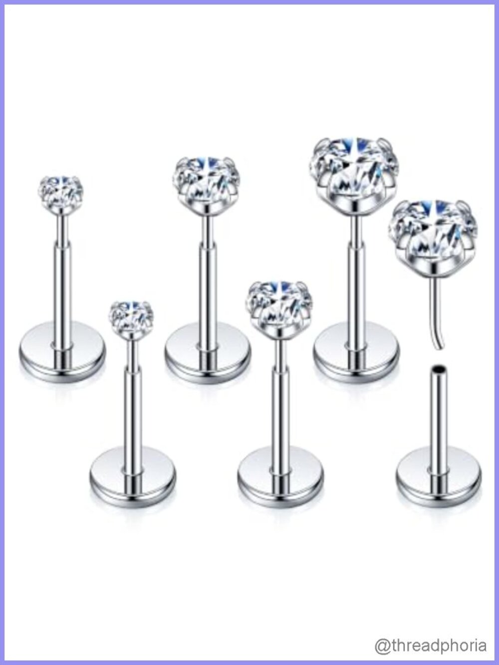 Moissanite Nose Studs Set 925 Sterling Silver Flat Back Piercing